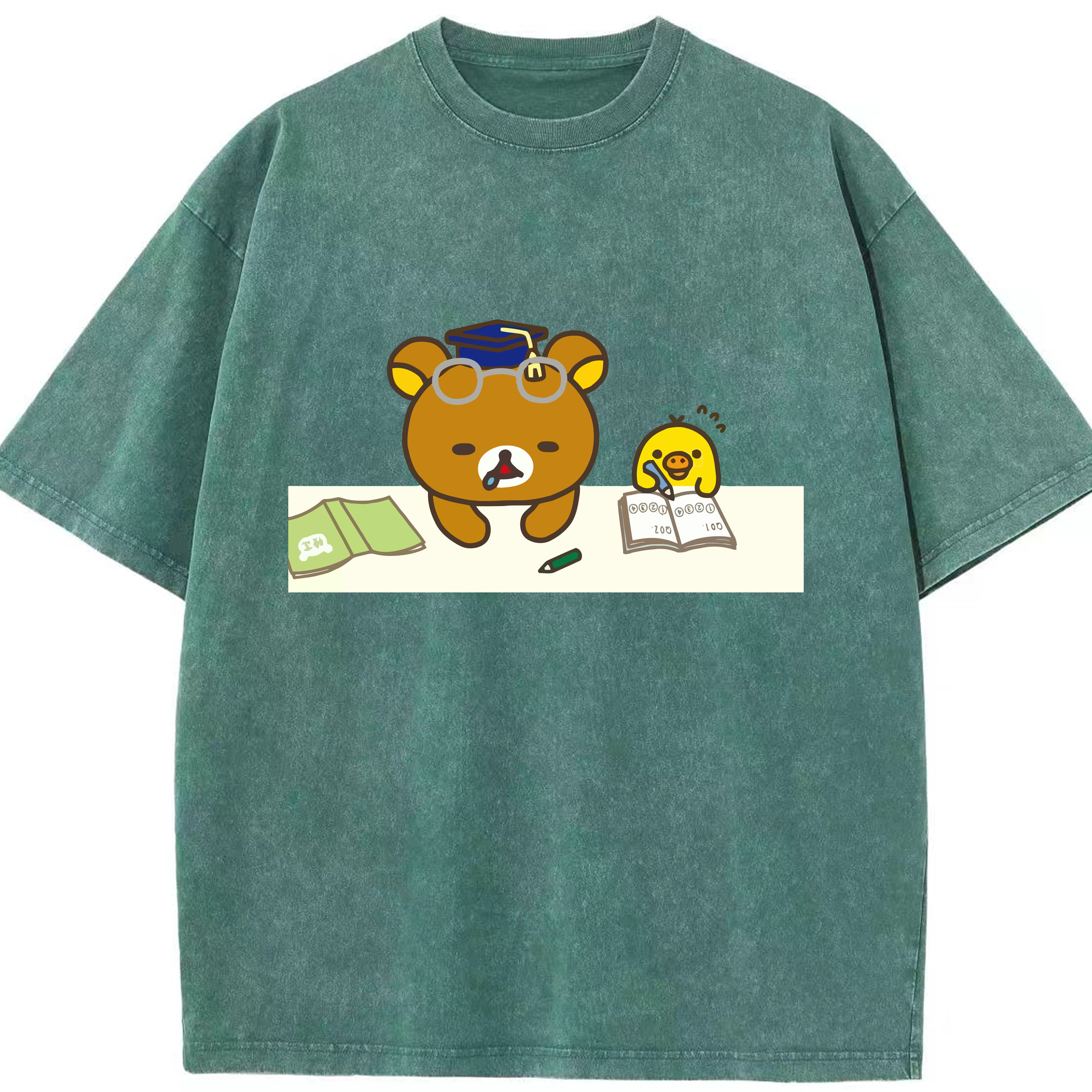 （画像用） リラックマ リラックマ キイロイトリ Rilakkuma Korilakkuma Kiiroitori 綿100% ヴィンテージ風 半袖Tシャツ（フロントプリント）